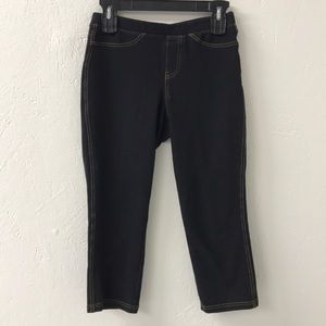 Capris Leggings Dark Blue Denim Jeans Jean Stretch